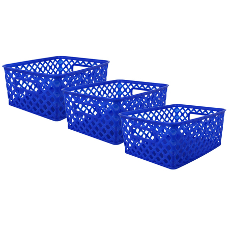 Romanoff Woven Basket, Small, Blue, PK3 740-04